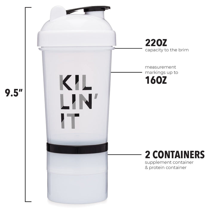 20 oz Blender Bottle With Shaker And Powder And Pill Compartment