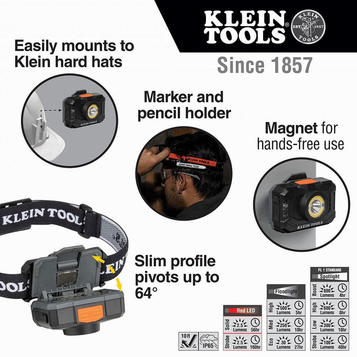 Klein Tools 56414 Rechargeable 2-Color LED Headlamp, Fabric Strap, Spo —  CHIMIYA