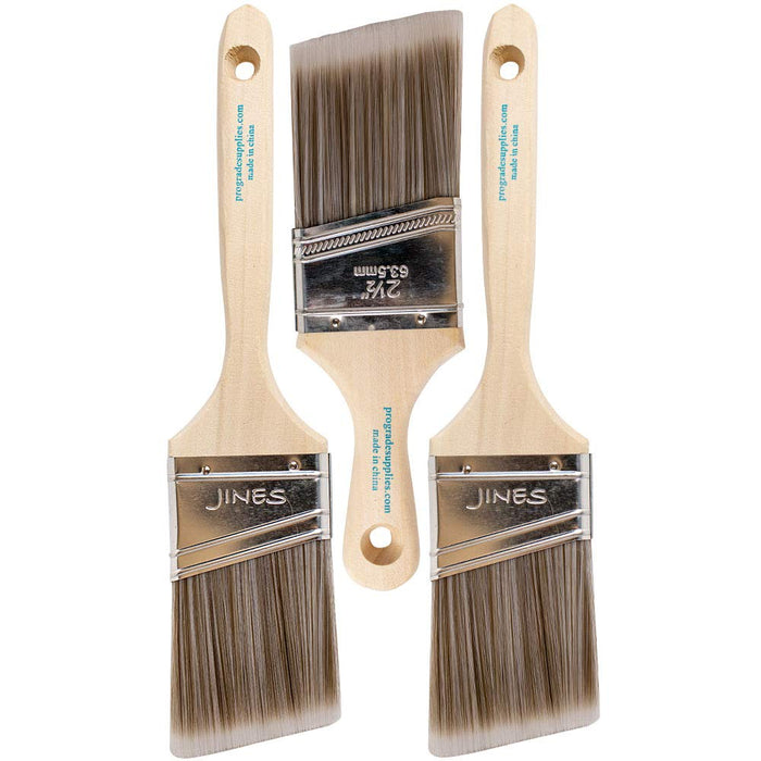 12 Piece 1 inch Angle Sash Paint Brushes Medium STIFF. Great for Professional Painters and homeowners. Wall Paint Brushes for Decks,Fences,Trim