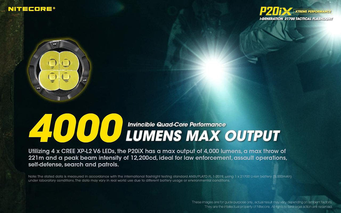 Nitecore P20iX USB-C Rechargeable LED Flashlight - 4000 Lumen - w