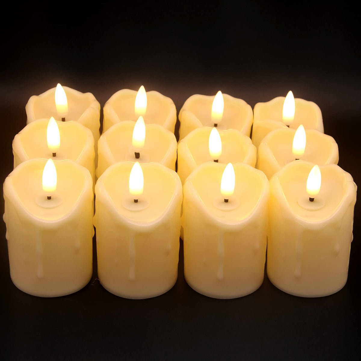 Battery Operated Flameless Votive Candles White Plastic Flickering LED —  CHIMIYA