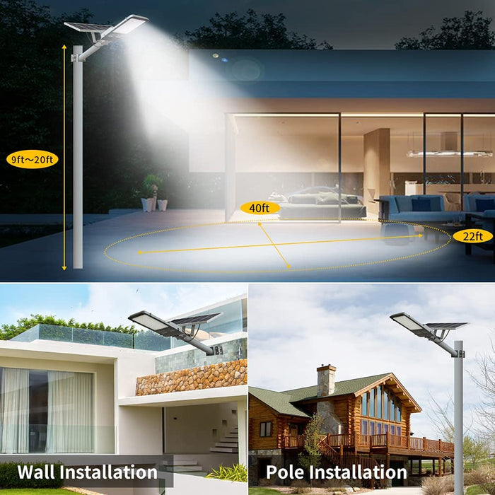 CHXI 300W Solar Street Lights Outdoor Lamp, IP65 Waterproof 7500Lumens 6000K LED, with Remote Control,Light Control, Dusk to Dawn Security Led Flood Light for Yard, Garden, Street, Basketball Court