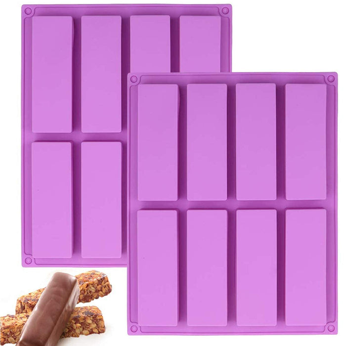 2 Pcs) 8 Cavity Large Rectangle Granola Bar Silicone Mold/Nutrition/Cereal  For