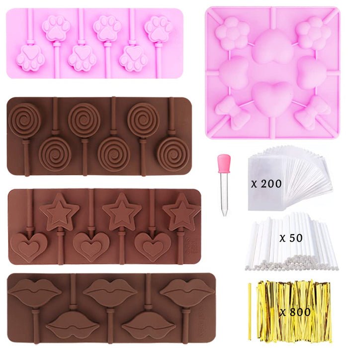 1pc Silicone Double Heart Lollipop Mold, Hard Chocolate Candy Molds, Heart,  Bell Design with Lollipop