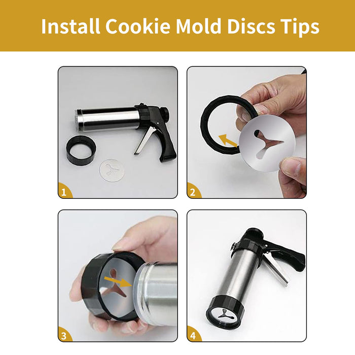 Cookie maker,Cookie Gun,Stainless Steel Biscuit Press Spritz Cookie Press Gun with 20 Cookie Discs and 4 Nozzles for DIY Biscuit maker,Cookie Maker