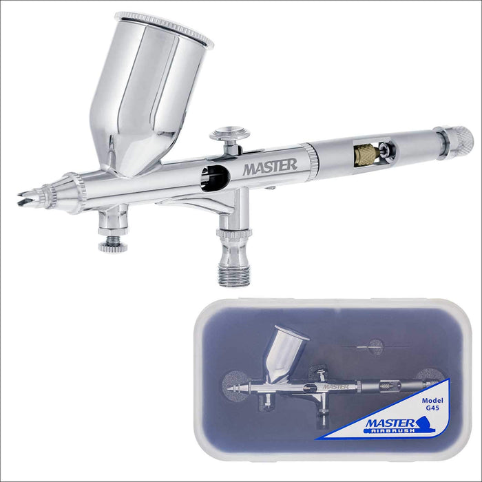 Dual-Action Gravity Feed Airbrush Set with 3 Nozzle Sets, 1/16 oz