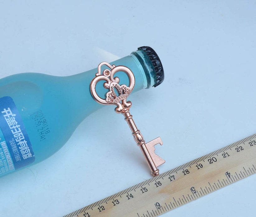 50pcs Rose Gold Skeleton Key Beer Bottle Opener With 100 Pcs Thank You Card and 98 Feet Hemp Rope for Wedding Party Favors