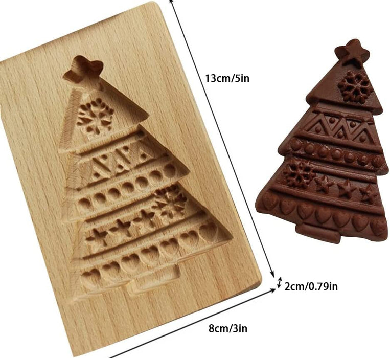 Carved Wooden Cookie Mold, Christmas Wood Patterned Cookie Cutter Embossing Mold, Gingerbread/ Santa/ Christmas Tree/ Snowman 3D
