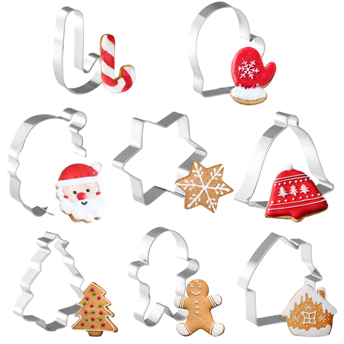 Cookie Cutters 8 PCS, Christmas Cookie Cutter Set, Gingerbread Man, Christmas Tree, Candy Cane and more