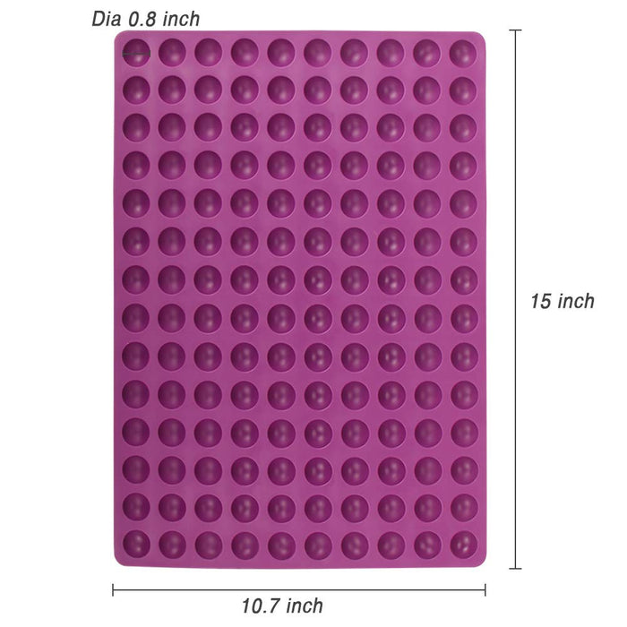 Webake Mini Round Silicone Molds, Semi Sphere Gummy Candy Molds, Baking Mat Cooking Sheet For Pets, Dog Treat Pan, Baking Mold Small Dot Cake Decoration, 140 Cavity (Purple-0.8 Inch)