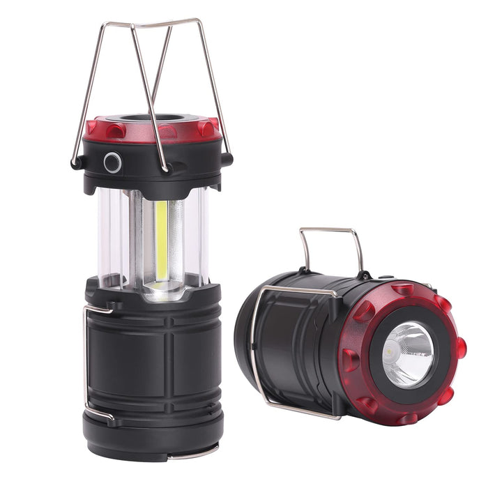 Lichamp 2 Pack LED Camping Lanterns, Battery Powered Lantern Flashlight COB Camp Light for Power Outages, Camping Supplies and Home Hurricane Supplies, H2BK