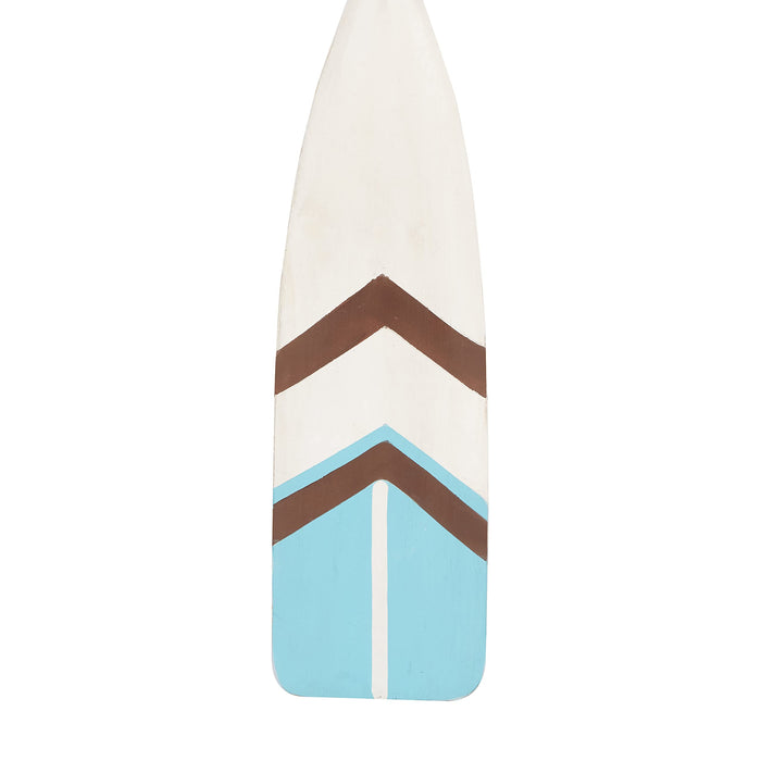 Deco 79 Wood Paddle Novelty Canoe Oar Wall Decor with Arrow and Stripe Patterns, 6 x 2 x 61, White