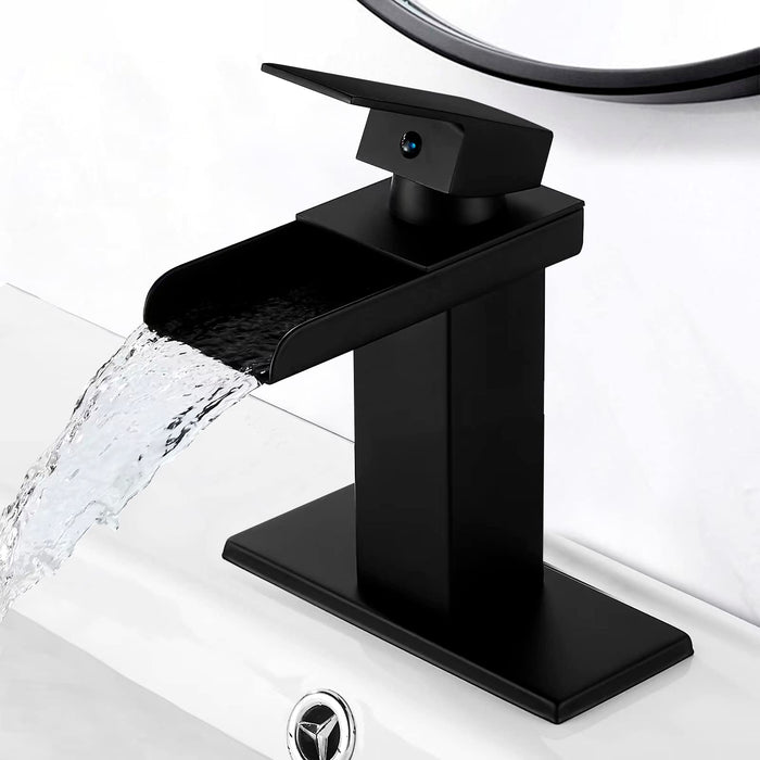 Bathroom Waterfall Sink Faucet Single Handle Modern Commercial Design Solid  Brass