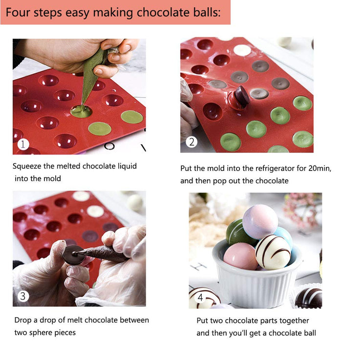 Silicone Molds, Chocolate Molds 2 Pack Baking Mold for Making Chocolate  Bombs, Jelly, Dome Mousse, Coco Bomb 1.5 inches (Diameter)