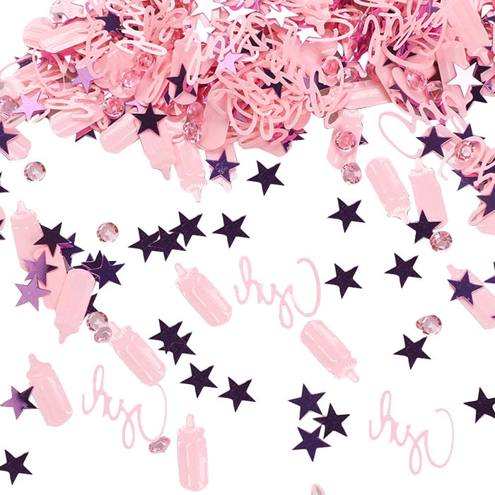 Pink Baby Shower Girl Confetti Baby Shower Table Decorations Pink Girls Birthday Party Favor Decor Confetti Gender Reveal Party Supplies (1200 Pcs)