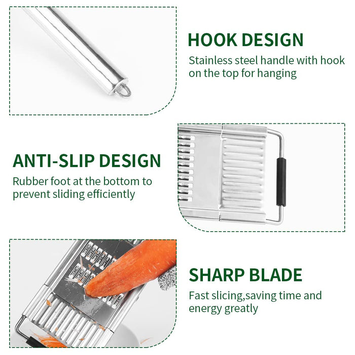 Multi-Purpose Vegetable Slicer, Stainless Steel Cheese Grater & Vegetable Chopper Peeler with 4 Adjustable Blades, Handheld Shreder