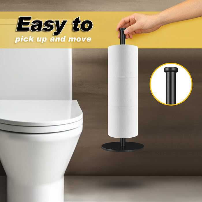 Wulifun Toilet Paper Holder Stand, Bathroom Toilet Paper Roll Holder Stand With Shelf, Free Standing Toilet Paper Holder