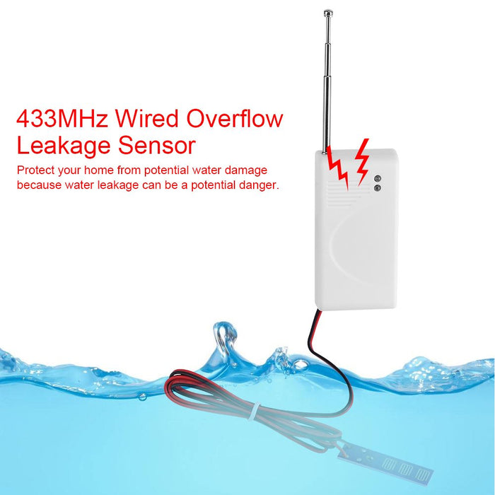 GLOGLOW (Pack of 3) 433MHz Wired Overflow Leakage Sensor Water Level Leak Detector Home Security Alarm