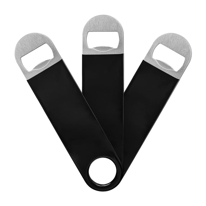 3 Pack Heavy Duty Stainless Steel Flat Bottle Opener, Solid and Durable Beer Openers, 7 inches Black