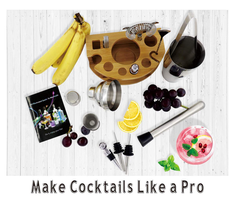 Cocktail Shaker Mixology Bartenders Kit, 25oz Stainless Steel Bar Set With Bar Accessories Martini Drink Shaker Muddler Jigger