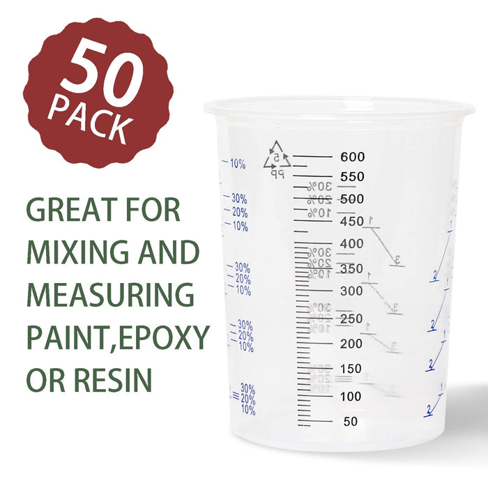 Disposable Measuring Cups for Resin - Pack of 20 8oz Clear Plastic Measuring Cup for Epoxy Resin Stain Paint Mixing - Half Pint Reusable