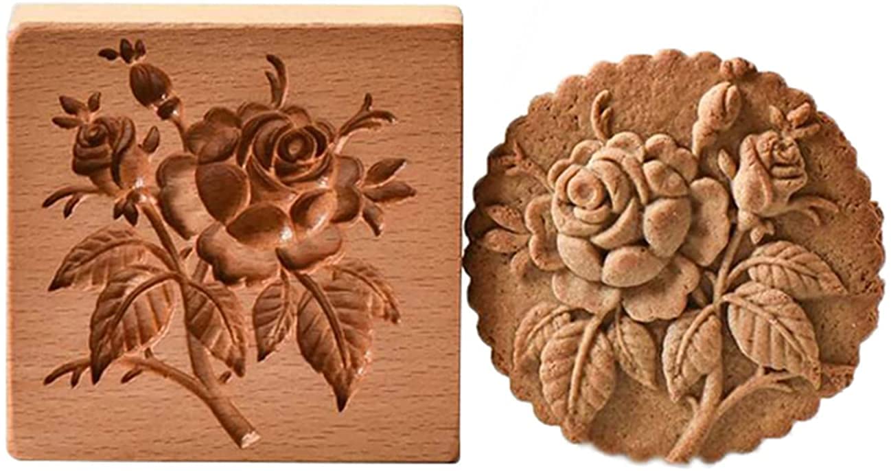 Cookie Stamp Molds for Springerle, Tragacanth, Marzipan, Russian Pryanik, Gingerbread, Lebkuchen and Tirggel (Provance Rose)