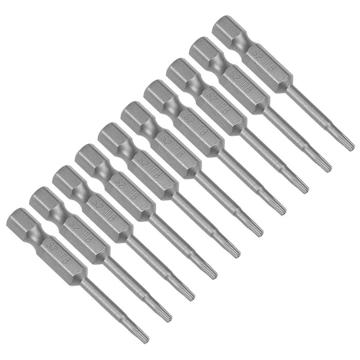 uxcell 10 Pcs T8 Magnetic Torx Screwdriver Bits, 1/4 Inch Hex Shank 2-inch Length S2 Security Tamper Proof Screw Driver Kit Tools