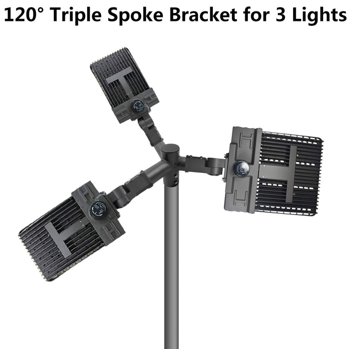 1000LED Triple 120 Degree Horizontal Tenon Adapter, Triple Spoke Bracket for 2-3 inch Slip Fitter Light, Available for 2.5 inch Round Pole, for LED - 1