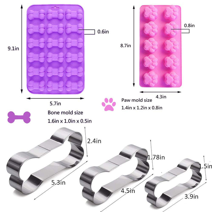 Dog Treat Mold silicone Dog Bone Mold Dog Paw Silicone Molds 3 pieces Paw  Print Mold 2 Pieces Cute Dog Bone Candy Mold Dog Treat Chocolate Mold for