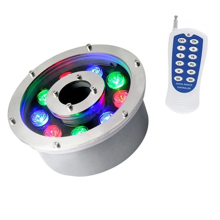 With Remote Control Submersible LED Lights - Embedded Fountain Pool Spotlight, Stainless Steel Color Landscape Lights, 12V Park Square Underwater Light, Waterproof IP68 ( Color : RGB+Remote , Size : 1