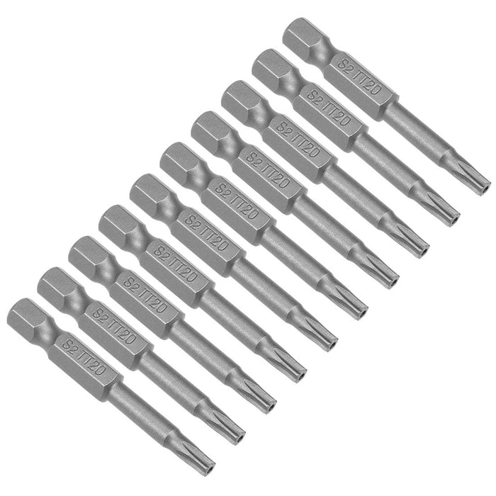uxcell 10 Pcs T20 Magnetic Torx Screwdriver Bits, 1/4 Inch Hex Shank 2-inch Length S2 Security Tamper Proof Screw Driver Kit Tools