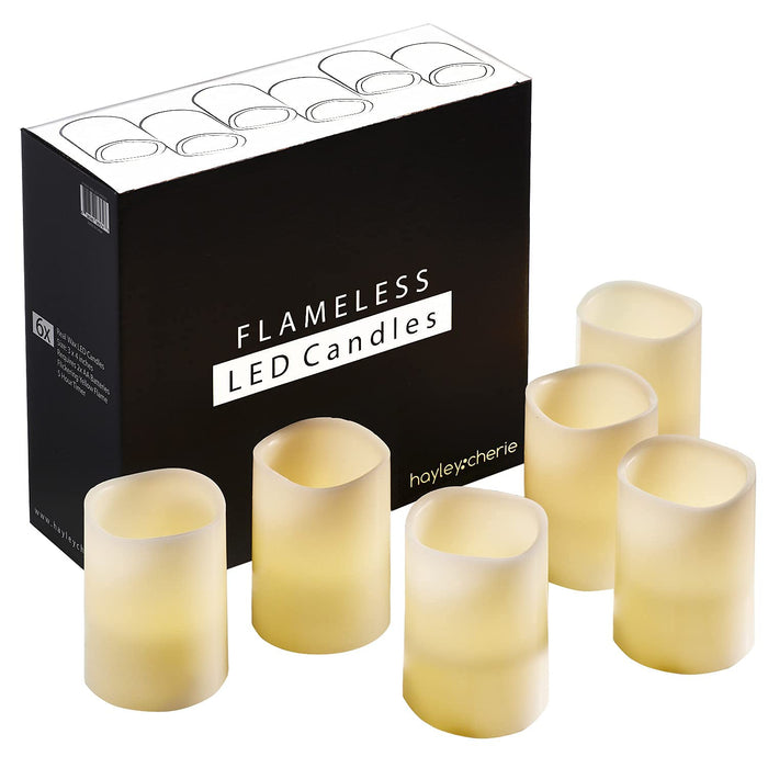 Flameless LED Candles; 2 Set of 3, 4, and 6 Inch Ivory Round