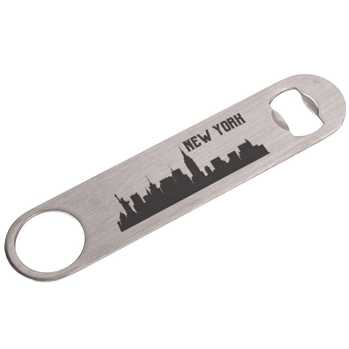 New York Skyline Stainless Steel Heavy Duty Flat Bar Key Beer Laser Etched Bottle Opener