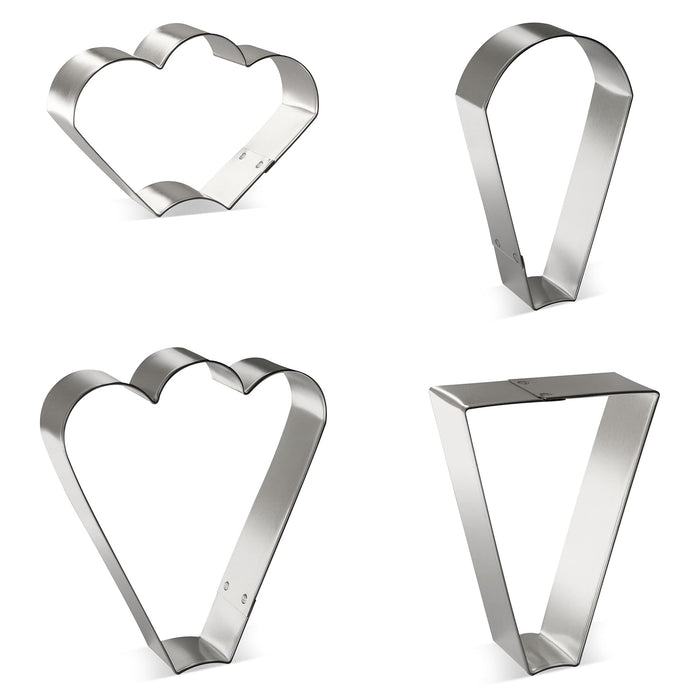 Foose Cookie Cutters 4 Piece Platter Cookie Cutter Set Trapezoid, Teardrop Round, Clam and Fan Three Bumps, USA
