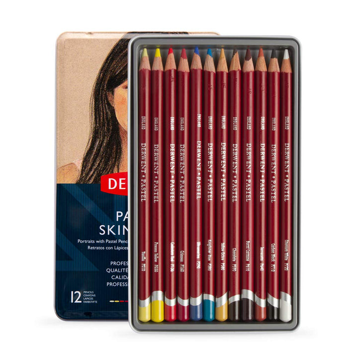 Derwent Pastel Pencils, Skintone, 4mm Core, Metal Tin, 12 Count (23005 —  CHIMIYA
