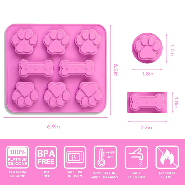 3 Pack Silicone Molds Puppy Dog Paw and Dog Bone Silicone Molds for Baking  Chocolate,Yogurt,Jelly,Ice Cube,Dog Treats