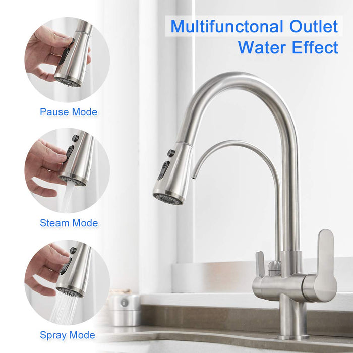 Menatt Filter Kitchen Faucet With Drinking Water Faucet, High Arc Pull —  Chimiya