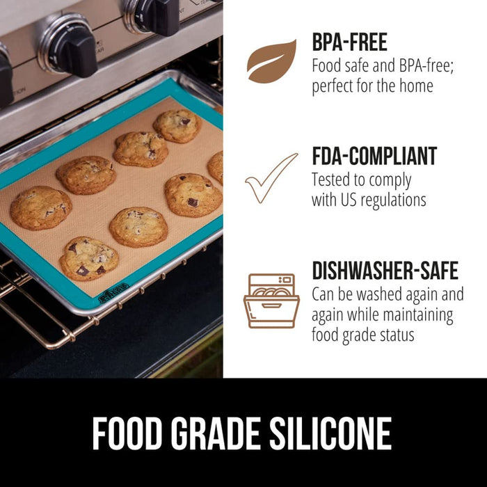Kitchen + Home Silicone Baking Mats - Set of 2 Non-stick, BPA Free Food  Grade Silicone Mat Liners for Half-Size Cookie Sheet with Measurements