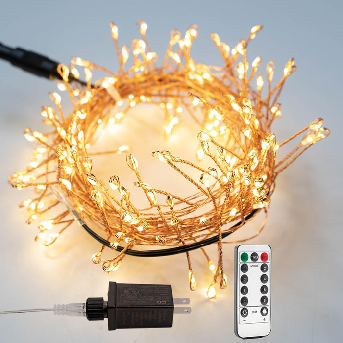Resnice Plug In Firecracker Lights 33Ft 300 Led Warm White Copper Wire —  CHIMIYA