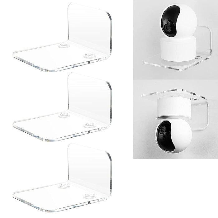 [EOL] Screwless Extra Wide Floating Shelf Mount for Security Cameras Baby Monitors Speakers Plants Toys & More, Universal Holder Strong Adhesive