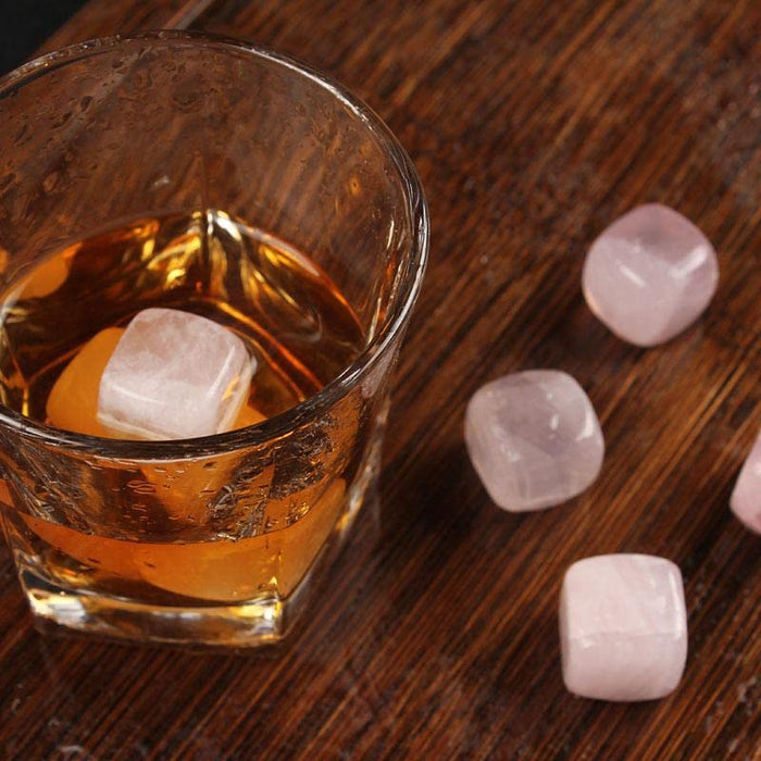 Acan&Tonic - Rose Quartz Whiskey Rocks | Set of 9 Whiskey Stones Set | Reusable Ice Cubes | Motivational for Women | Whiskey