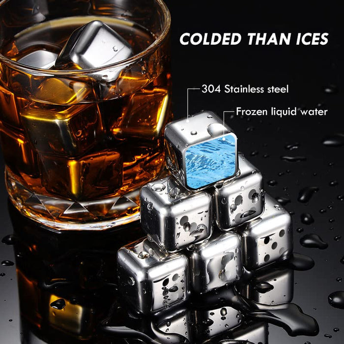 Dusor Valentines Day Gifts for Him, Whiskey Stones Gift for Men, Mens Valentines Gifts for Husband, 6pc Stainless Steel Ice Cubes, Whiskey Gifts for