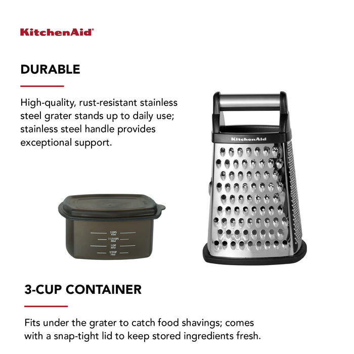 KitchenAid Gourmet 4-Sided Stainless Steel Box Grater with Detachable —  CHIMIYA