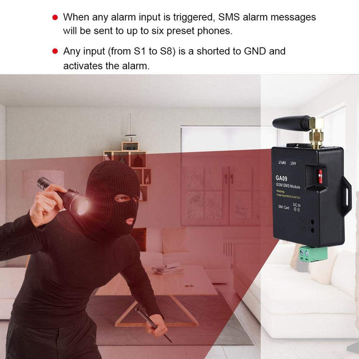 Home Security System, Mini 8 Channel Home Alarm System Intelligent GSM Auto Dial Call House Intruder Alarm Wireless SMS Alarm Call