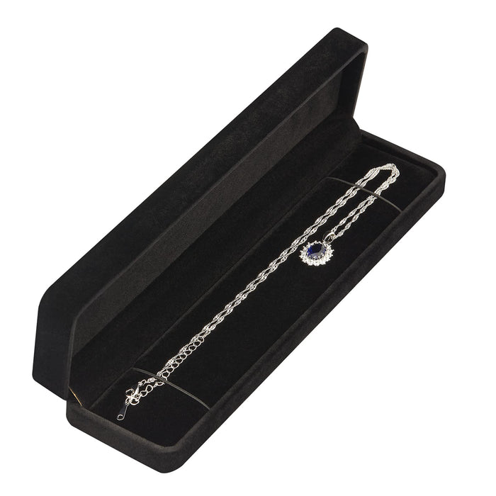 LETURE 2 Pieces Long Velvet Jewelry Chain Necklace Box Set, Bracelet Storage Case, Jewellry Display Box for Wedding, Engagement