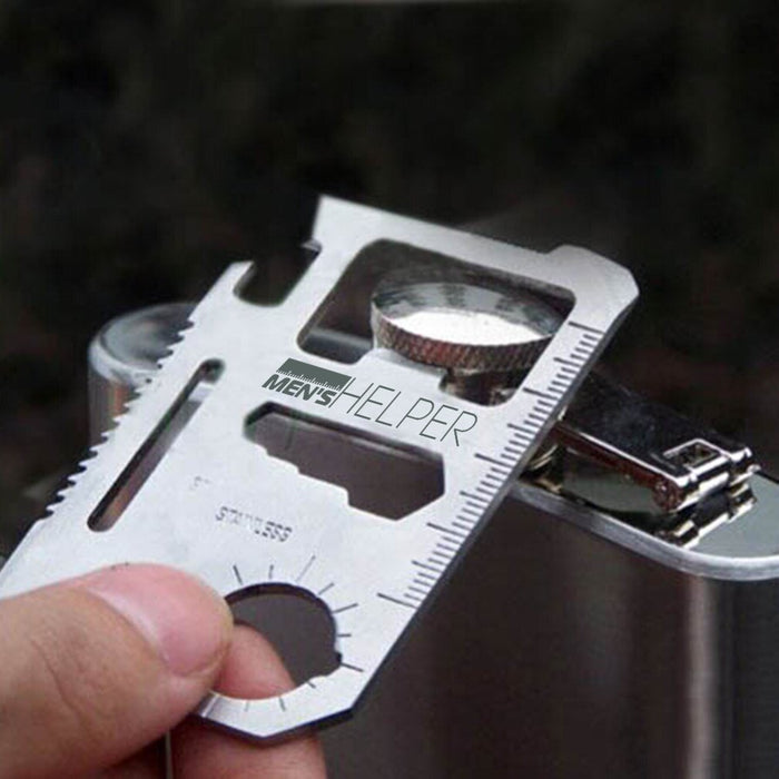 Multitool wallet pocket card - multi-tool survival camping kit - credit card size multipurpose bottle opener, can opener