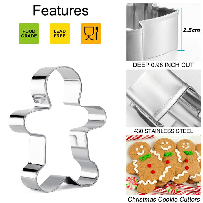 KAISHANE Christmas Gingerbread House Cookie Cutters 3D Stainless Steel Biscuit Cake Fondant Pastry Cutter Bakeware Set 13 Pieces