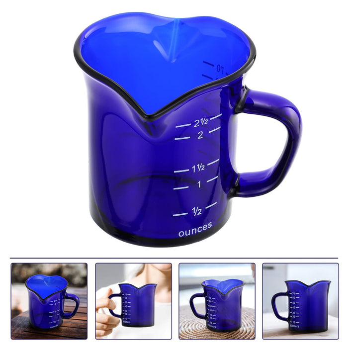 Measuring Glass, Double Spout Milk Cup with Wooden Handle Glass Coffee  Measuring Mug for Home Kitchen(01)