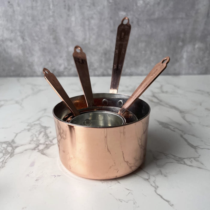 Coppermill Kitchen, Vintage Inspired Measuring Cups, Authentic Copper &  Brass, Hand-Engraved Cross & Bow Pattern