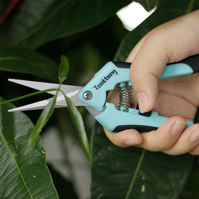 TOOLTENG 1PC Pruning Shears Trimming Scissors, Blades Gardening Hand Pruning Snips, Titanium Coated Precision Bonsai Pruning Shears, Convenient and Efficient Flower Cutters Blue